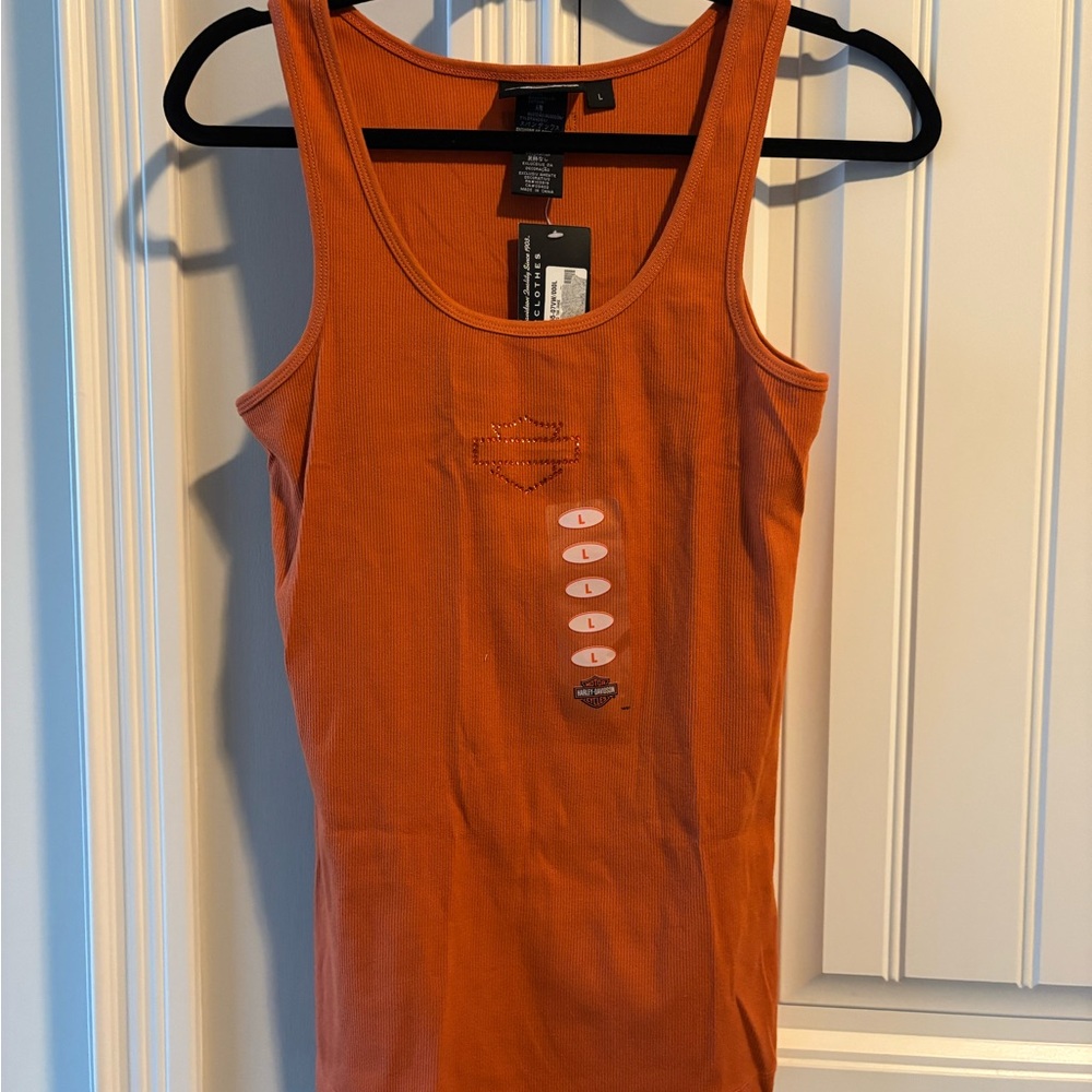Harley-Davidson Orange Tank Top with Logo Detail
